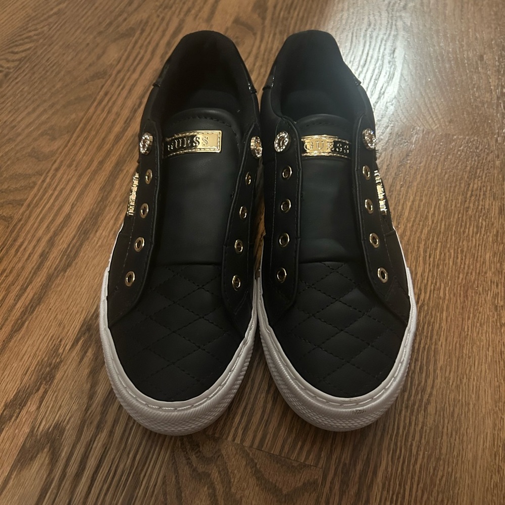 Guess Black Sneakers with Gold Details